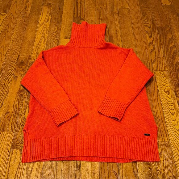 Vintager Polo Ralph Lauren Cashmere Blend Orange Turtleneck Sweater Size S - Picture 1 of 16